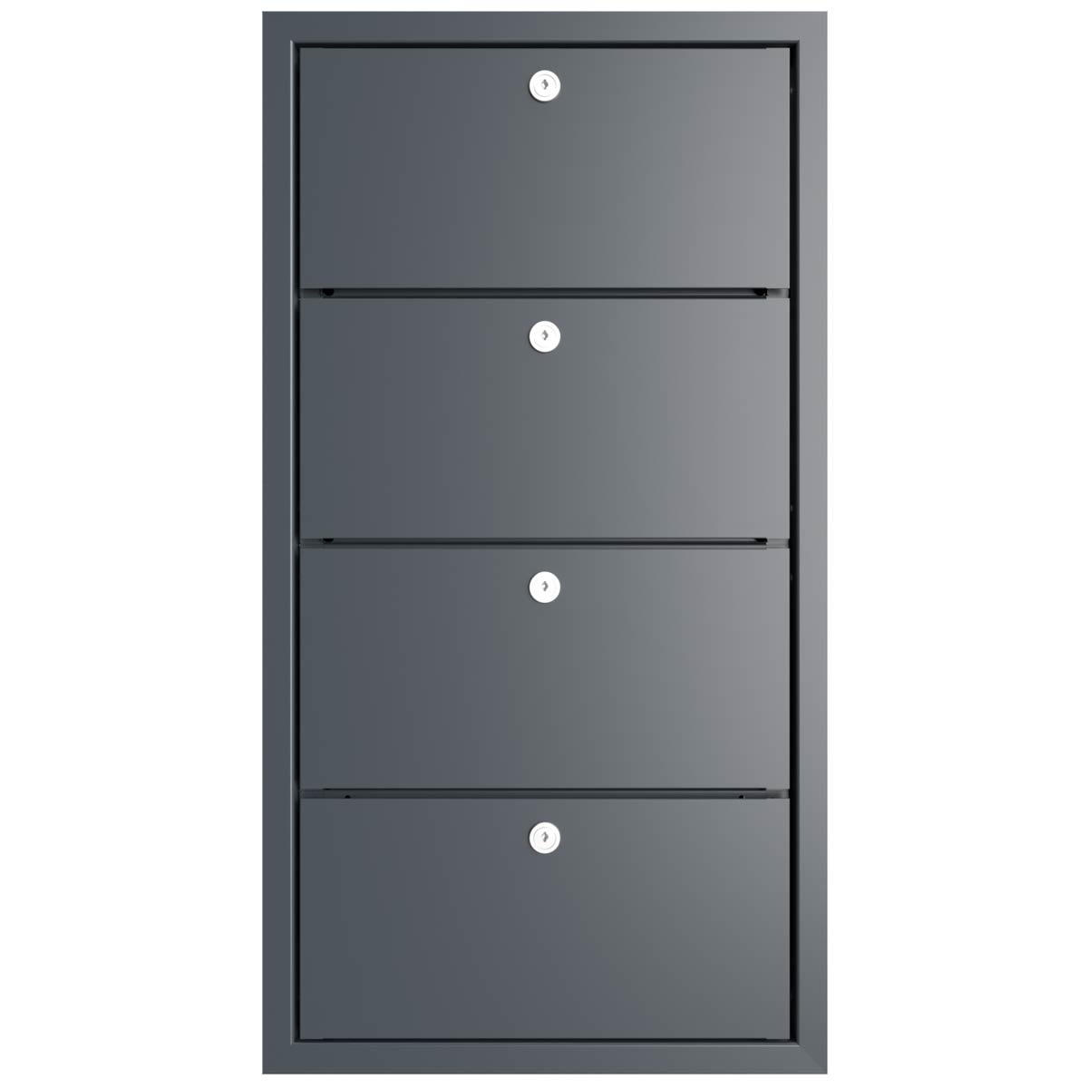 4er 1x4 Design Durchwurfbriefkasten GOETHE MDW mit Namensschild - RAL nach Wahl 4er 1x4 Design Durchwurfbriefkasten GOETHE MDW mit Namensschild - RAL nach Wahl