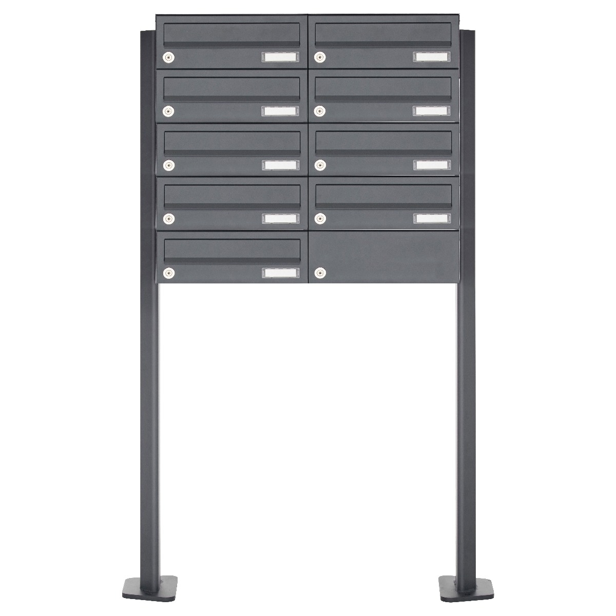 9er Briefkastenanlage freistehend Design BASIC 385P-7016 ST-T - RAL 7016 anthrazitgrau