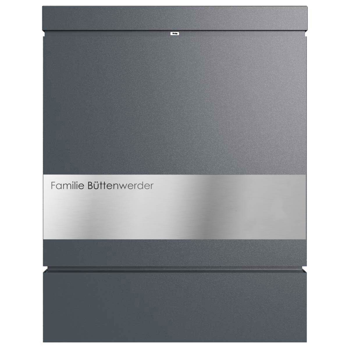 5e154dd88c13bef4aab3b431b6c72b60f79e6db3 Briefkasten BRENTANO® mit Zeitungsfach - Design Elegance 2 - RAL 7016 anthrazitgrau