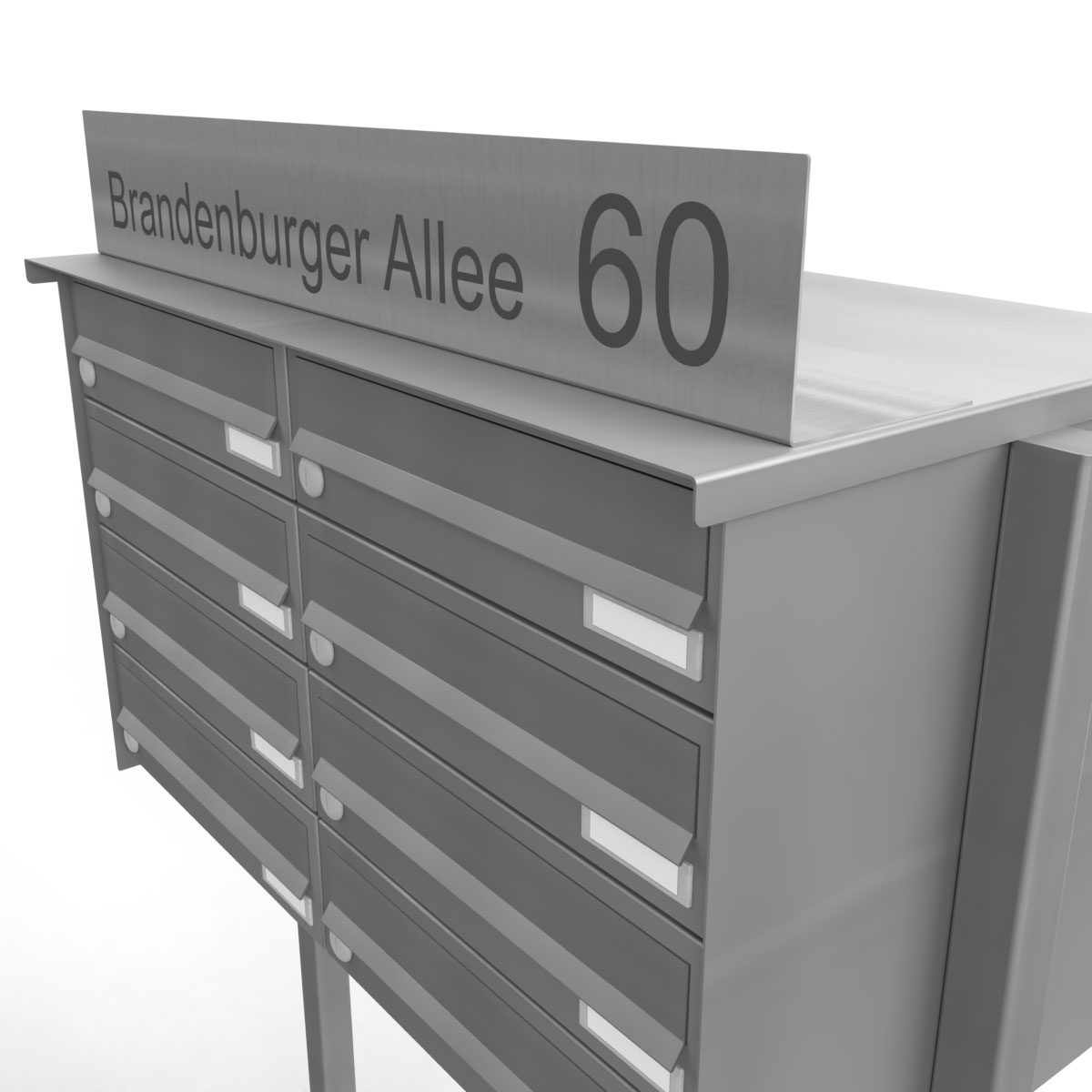 Beschriftungsschild für Briefkastenanlagen - 370mm - Edelstahl geschliffen
