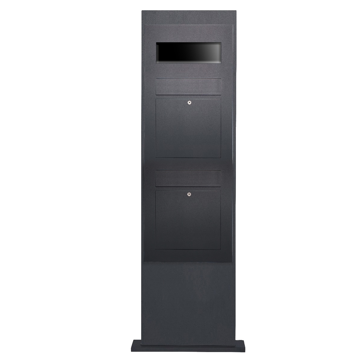 2-piece stainless steel letterbox column designer model BIG - RAL 7016 anthracite grey - GIRA System 106 3-gang prepared 2-piece stainless steel letterbox column designer model BIG - RAL 7016 anthracite grey - GIRA System 106 3-gang prepared