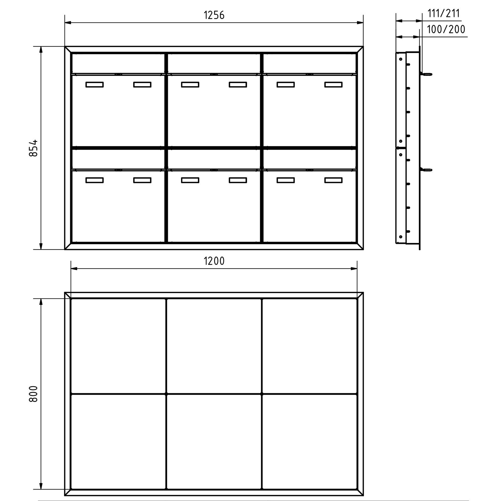 6er 3x2 design flush-mounted letterbox system GOETHE UP - RAL of your choice 6er 3x2 design flush-mounted letterbox system GOETHE UP - RAL of your choice