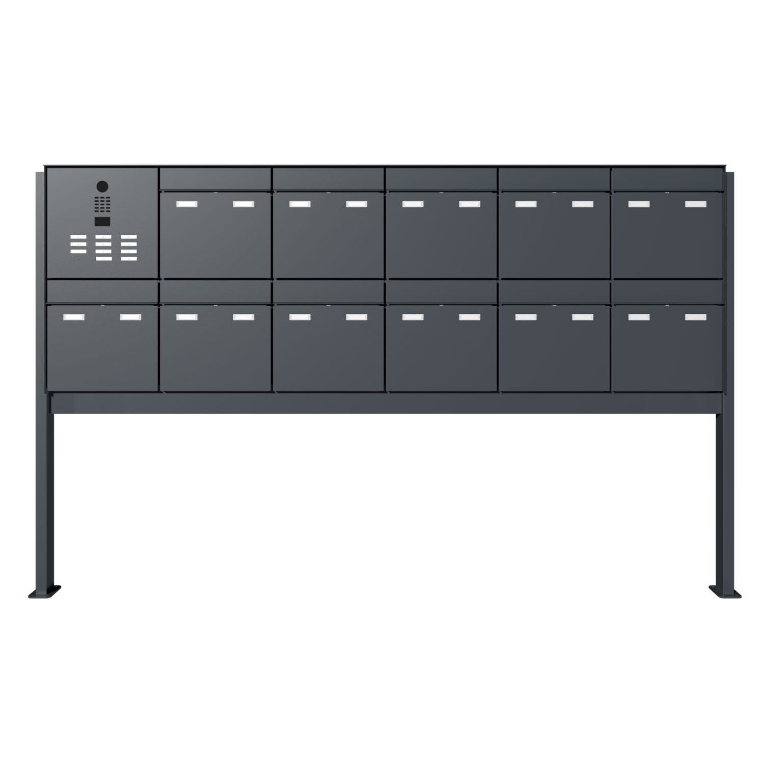 11-delige design brievenbuszuil GOETHE ST-Q links met DoorBird video intercom - RAL naar keuze