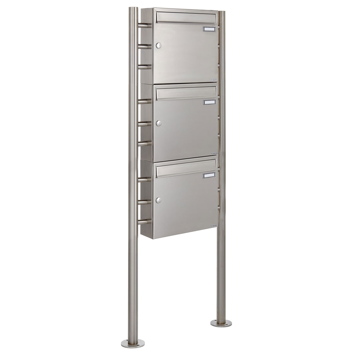 3er 3x1 Edelstahl Standbriefkasten Design BASIC 381 ST-R 3er 3x1 Edelstahl Standbriefkasten Design BASIC 381 ST-R