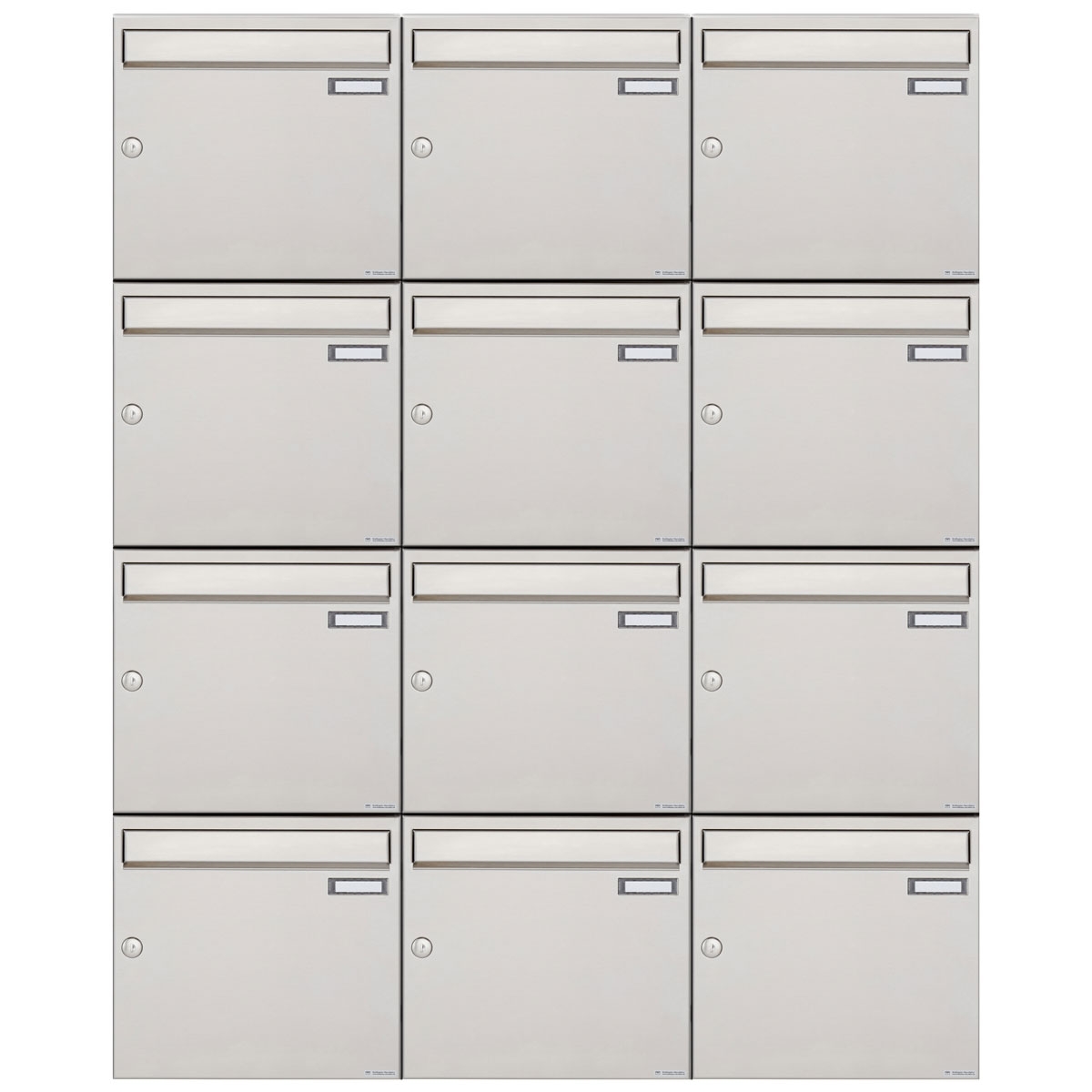 12er 3x4 Edelstahl Aufputz Briefkastenanlage Design BASIC 382A-AP 12er 3x4 Edelstahl Aufputz Briefkastenanlage Design BASIC 382A-AP