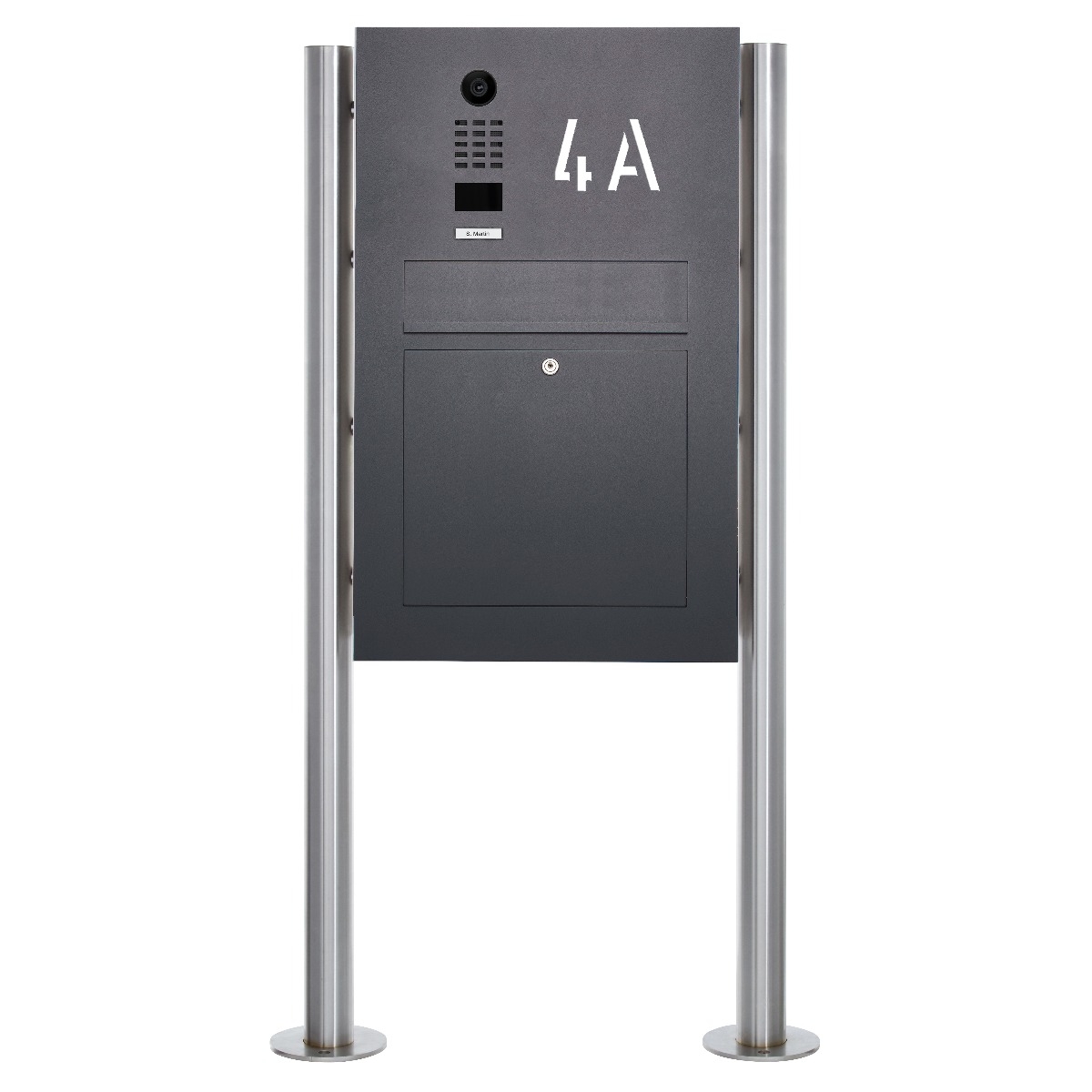 Edelstahl Standbriefkasten Designer Modell BIG ST-R mit DoorBird Video- Sprechanlage - RAL nach Wahl Edelstahl Standbriefkasten Designer Modell BIG ST-R mit DoorBird Video- Sprechanlage - RAL nach Wahl