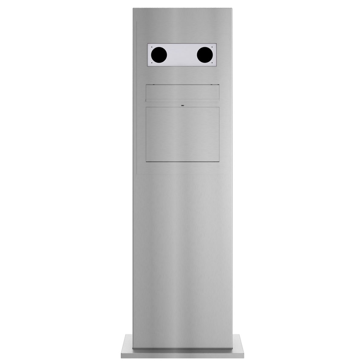 Design Briefkastenstele GRIMM - Edelstahl geschliffen - GIRA System 106 - 3-fach vorbereitet