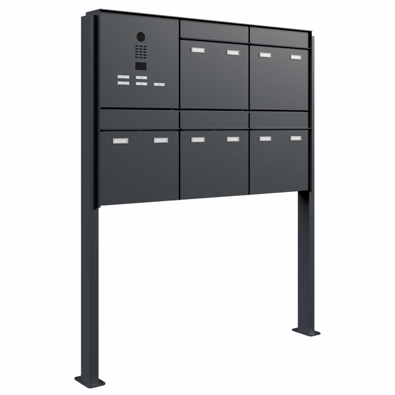 5 boîtes aux lettres design GOETHE ST-Q sur le côté gauche avec vidéophone DoorBird - RAL au choix