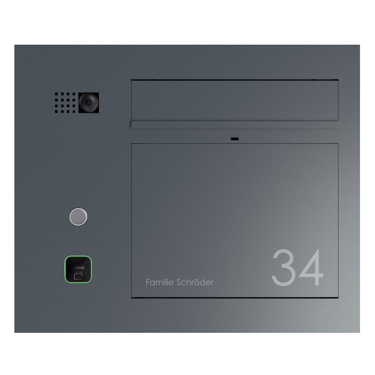 Design Unterputz Briefkasten GRIMM - Farbe nach Wahl mit COMELIT Ultra - VIDEO Set links