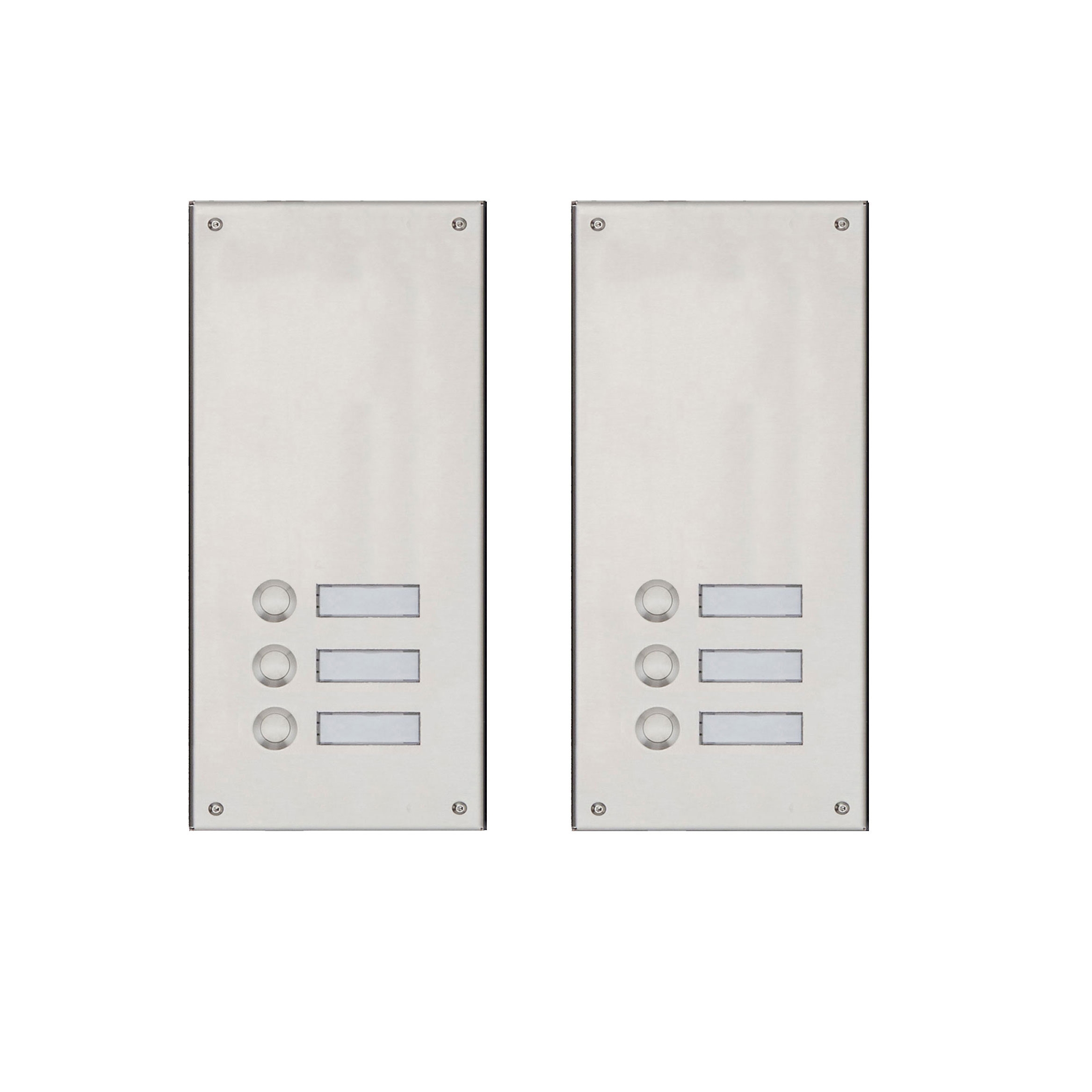 2 Edelstahl-Blenden 170x330 für 6 Parteien o. Sprechlochung - Geschliffen 2 Edelstahl-Blenden 170x330 für 6 Parteien o. Sprechlochung - Geschliffen