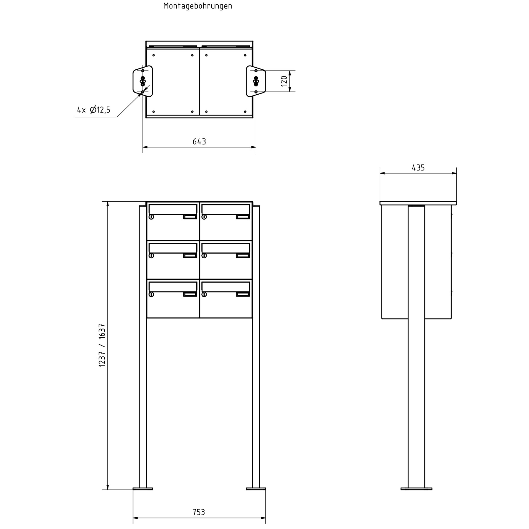 6 letterbox system freestanding Design BASIC Plus 385XP ST-T - stainless steel RAL of your choice 6 letterbox system freestanding Design BASIC Plus 385XP ST-T - stainless steel RAL of your choice
