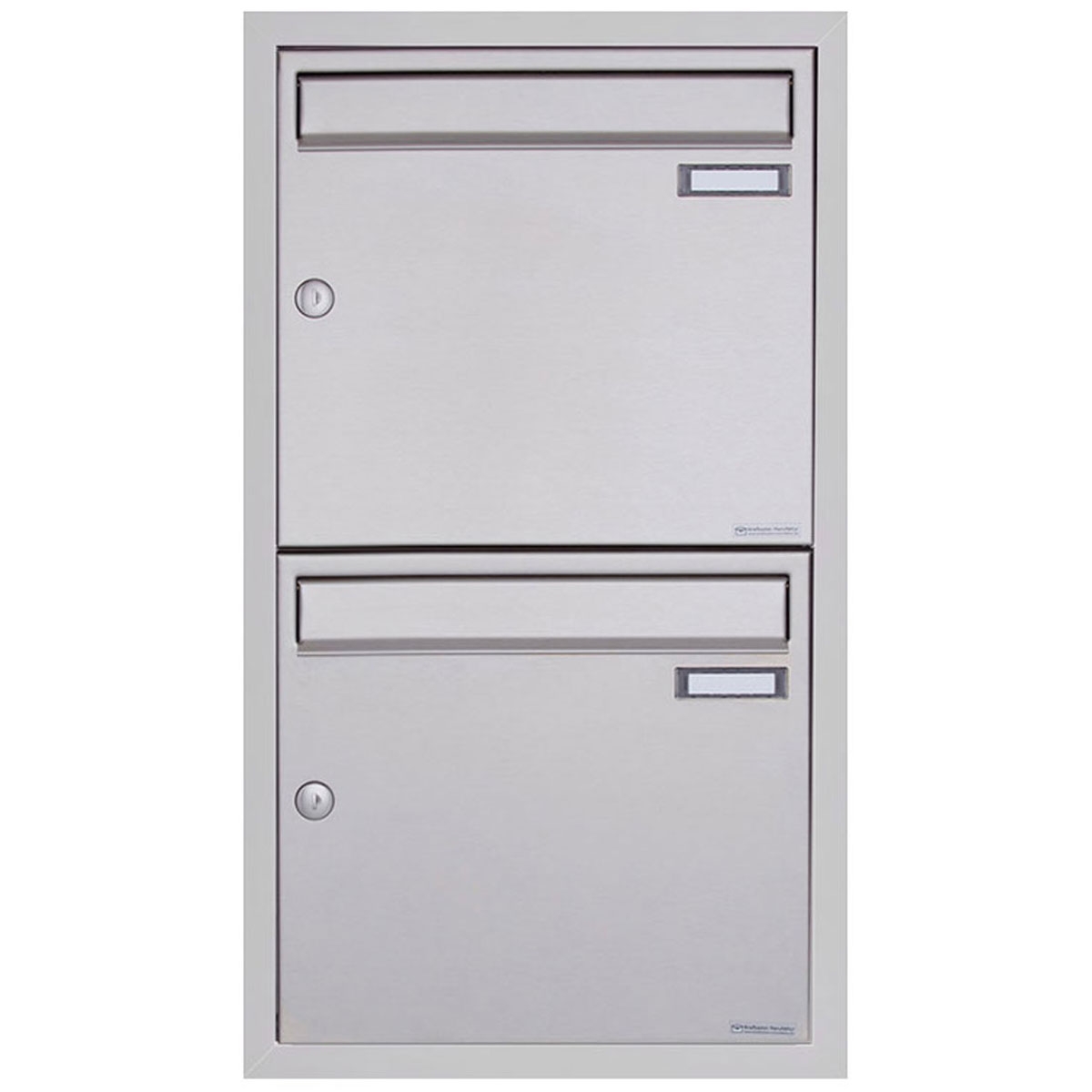 2er 1x2 Edelstahl Unterputz Briefkastenanlage BASIC Plus 382XU UP - Edelstahl geschliffen - 2 Parteien 2er 1x2 Edelstahl Unterputz Briefkastenanlage BASIC Plus 382XU UP - Edelstahl geschliffen - 2 Parteien