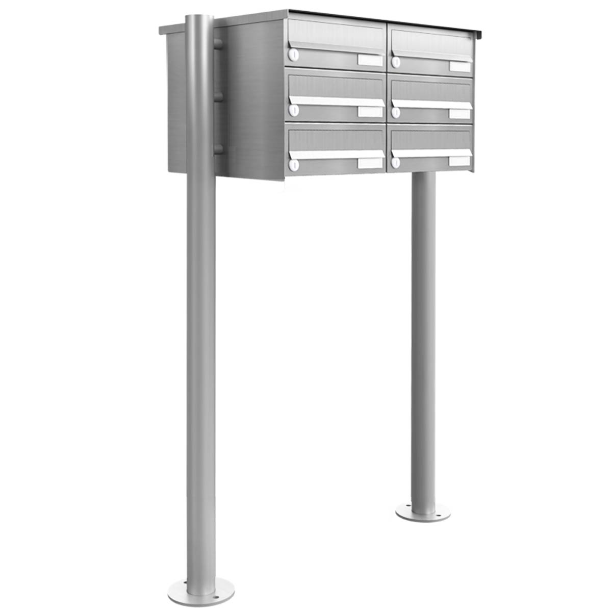 6er 2x3 letterbox system freestanding Design BASIC 385-VA ST-R - Horizontal - Stainless steel V2A, polished