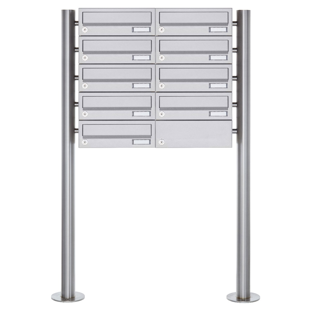9-point free-standing letterbox system Design BASIC 385-VA ST-R - stainless steel V2A, polished 9-point free-standing letterbox system Design BASIC 385-VA ST-R - stainless steel V2A, polished