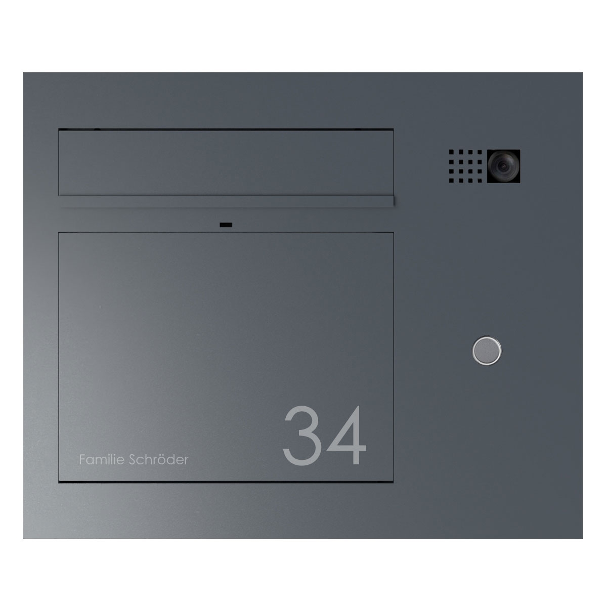 Design Unterputz Briefkasten GRIMM - Farbe nach Wahl mit COMELIT Ultra - VIDEO Set rechts