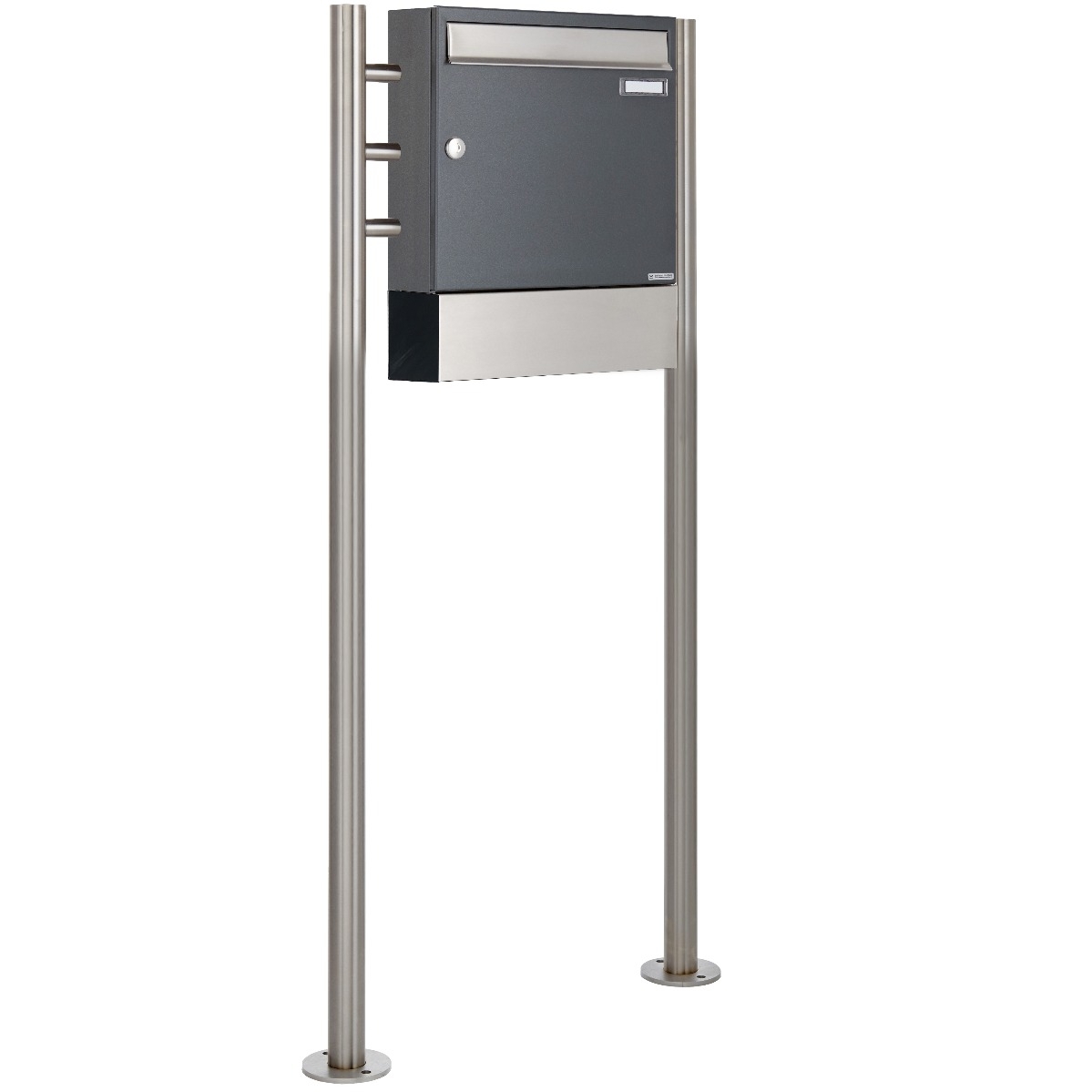 Standbriefkasten Design BASIC 381 ST-R mit Zeitungsfach - Edelstahl-Anthrazit-Grau RAL 7016 Standbriefkasten Design BASIC 381 ST-R mit Zeitungsfach - Edelstahl-Anthrazit-Grau RAL 7016