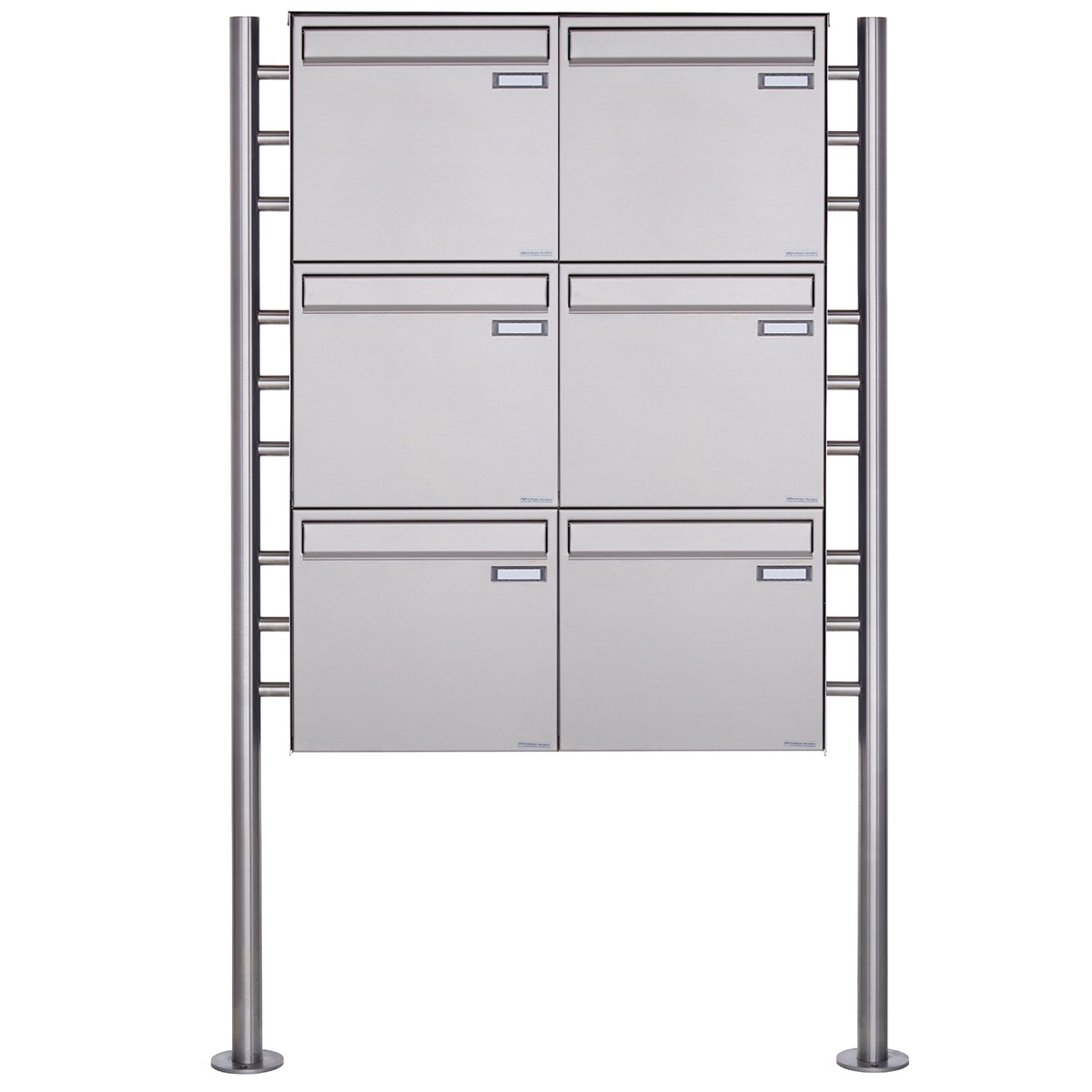 6er 2x3 Zaunbriefkasten freistehend Design BASIC Plus 381XZ ST-R - Edelstahl geschliffen 6er 2x3 Zaunbriefkasten freistehend Design BASIC Plus 381XZ ST-R - Edelstahl geschliffen
