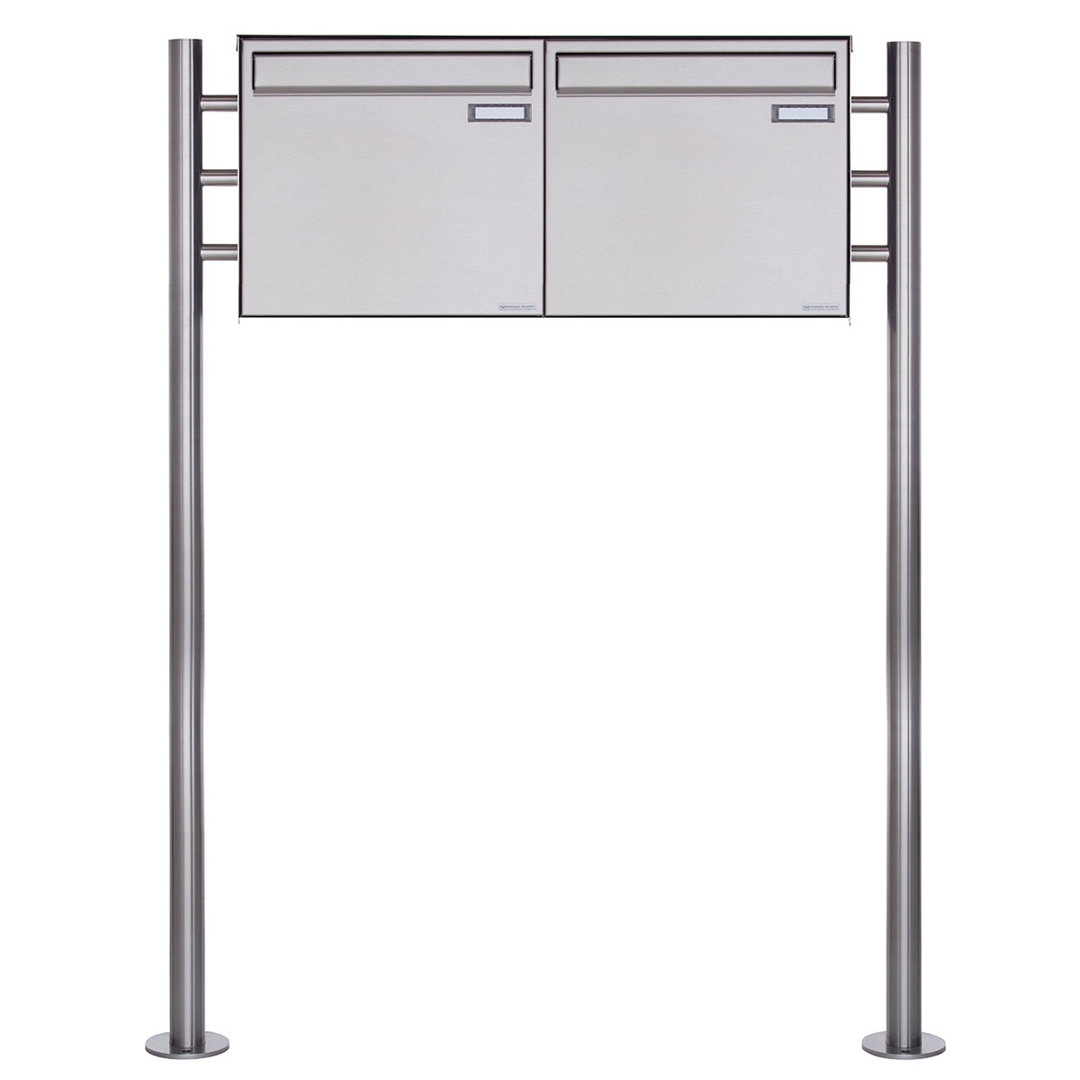2er 2x1 fence mailbox freestanding design BASIC Plus 381XZ ST-R - polished stainless steel 2er 2x1 fence mailbox freestanding design BASIC Plus 381XZ ST-R - polished stainless steel