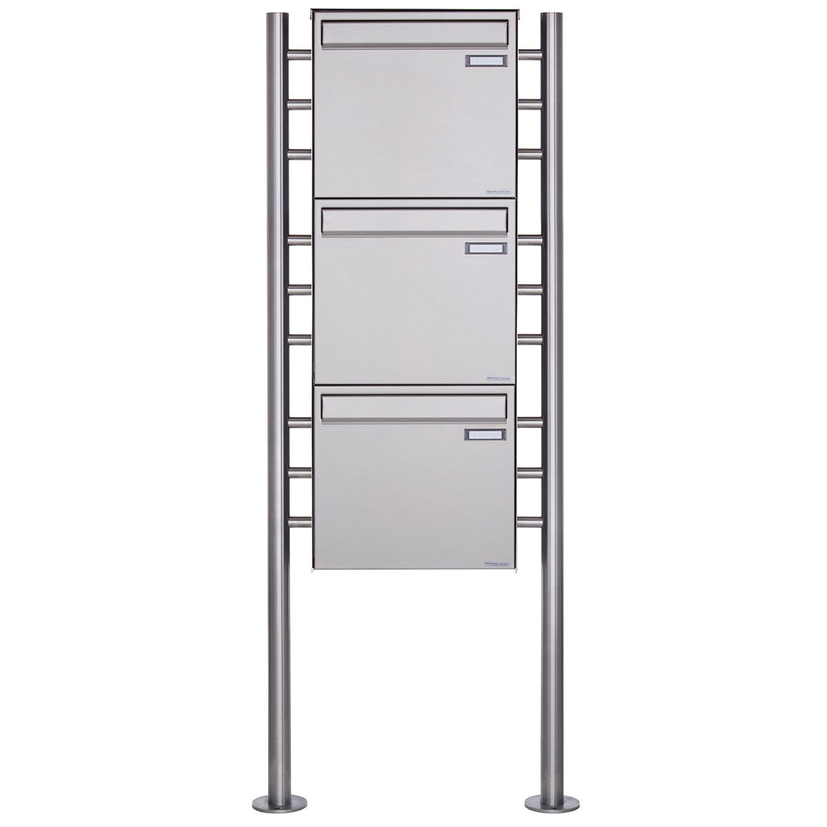 3er 1x3 fence mailbox freestanding design BASIC Plus 381XZ ST-R - polished stainless steel 3er 1x3 fence mailbox freestanding design BASIC Plus 381XZ ST-R - polished stainless steel