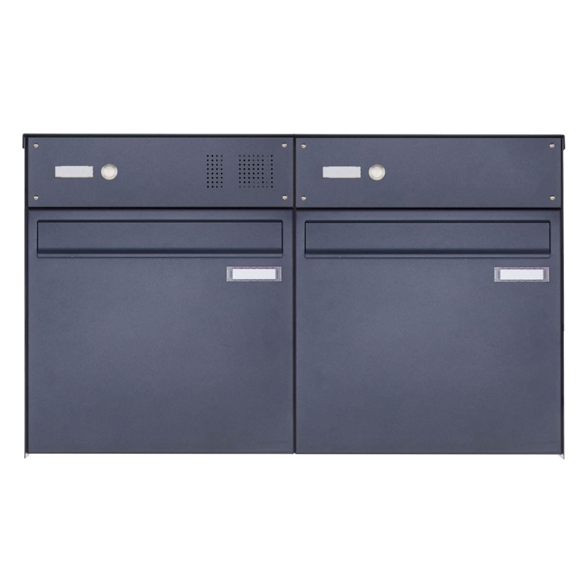 2er 1x2 stainless steel fence letterbox BASIC Plus 382XZ with bell box - RAL of your choice - removal from the rear 2er 1x2 stainless steel fence letterbox BASIC Plus 382XZ with bell box - RAL of your choice - removal from the rear