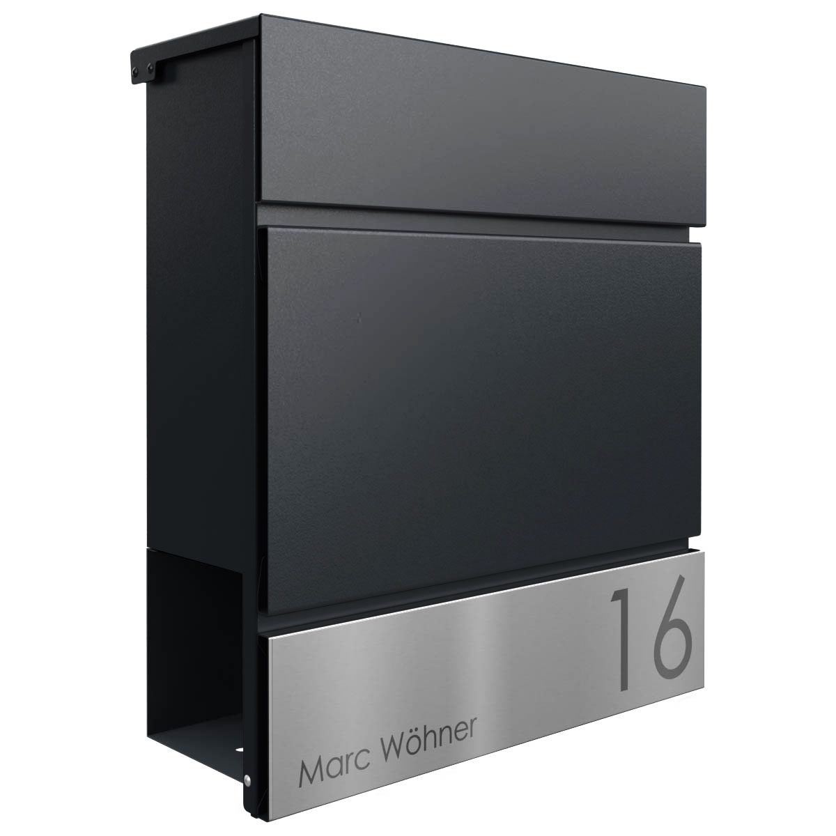KANT Edition letterbox with newspaper compartment - Elegance 4 design - RAL 9005 jet black KANT Edition letterbox with newspaper compartment - Elegance 4 design - RAL 9005 jet black