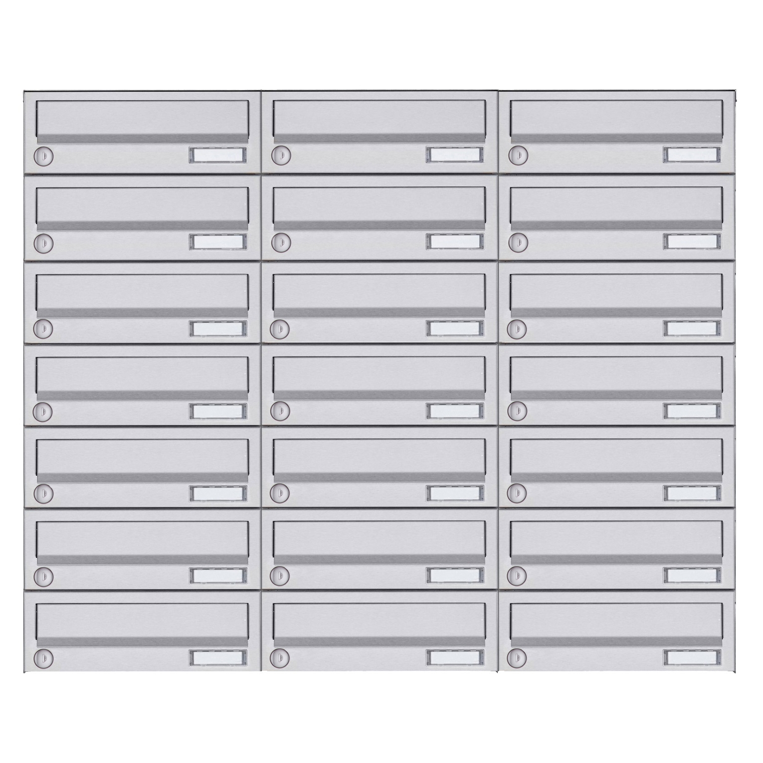 21er 7x3 Aufputz Briefkastenanlage Design BASIC 385A- VA AP - Edelstahl V2A, geschliffen