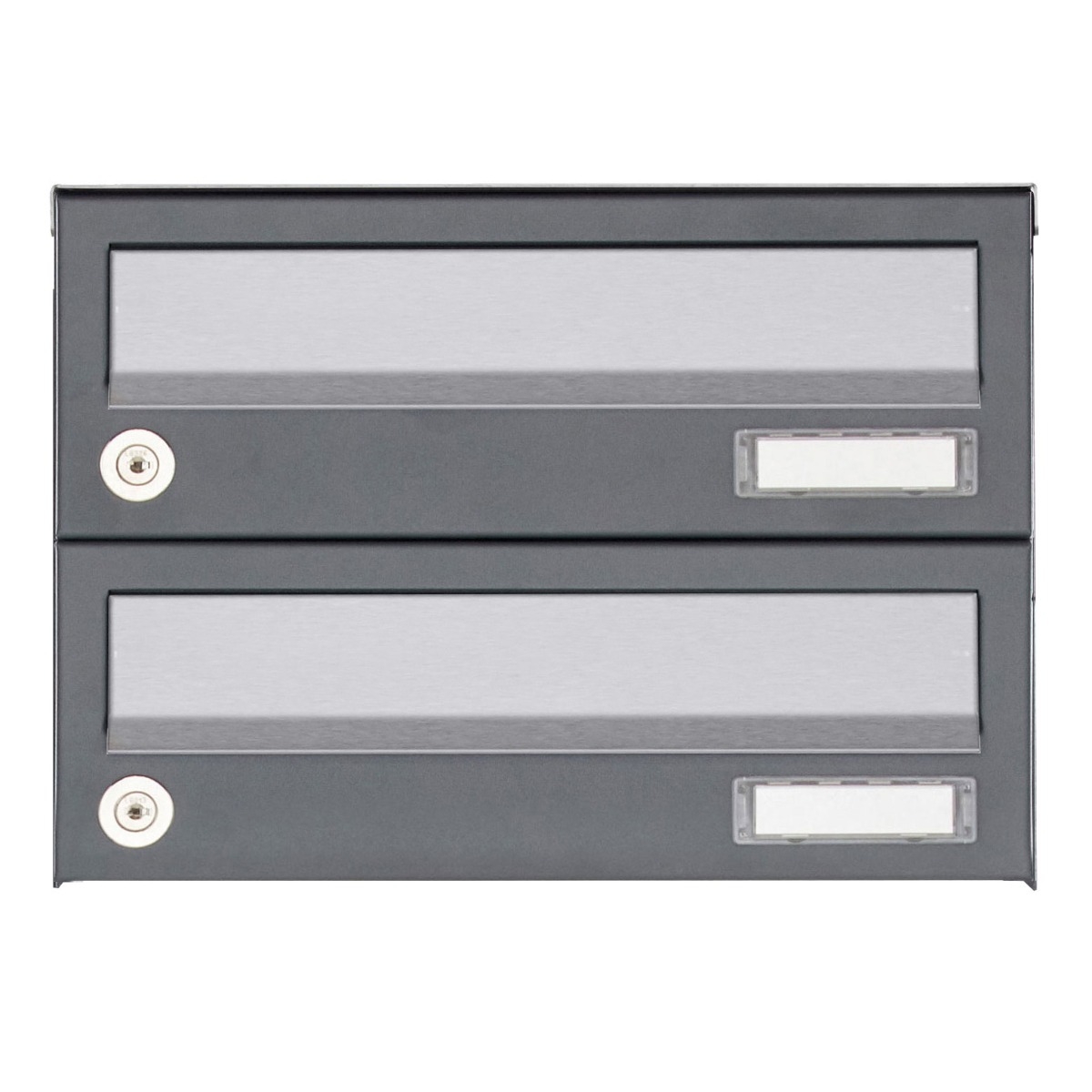 2er Aufputz Briefkastenanlage Design BASIC 385A AP - Edelstahl-RAL 7016 anthrazitgrau