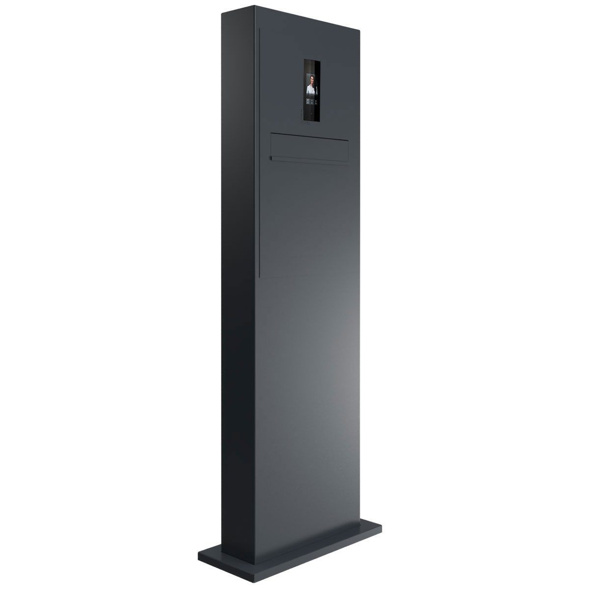 Pedestal buzón de diseño GRIMM - extracción trasera - color a elegir con sistema de videoportero Ekinex Dico IP