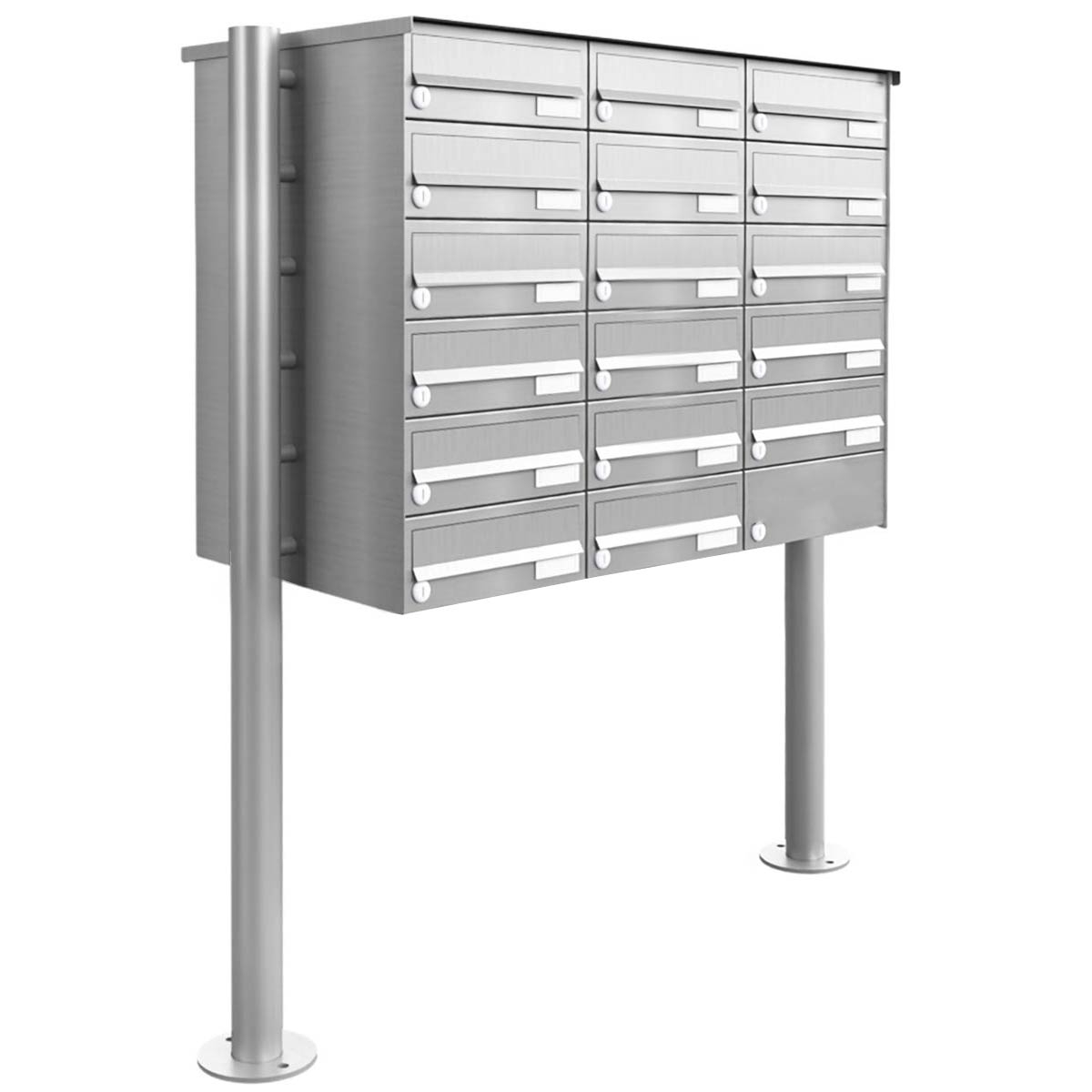 17er Briefkastenanlage freistehend Design BASIC 385-VA ST-R - Edelstahl V2A, geschliffen