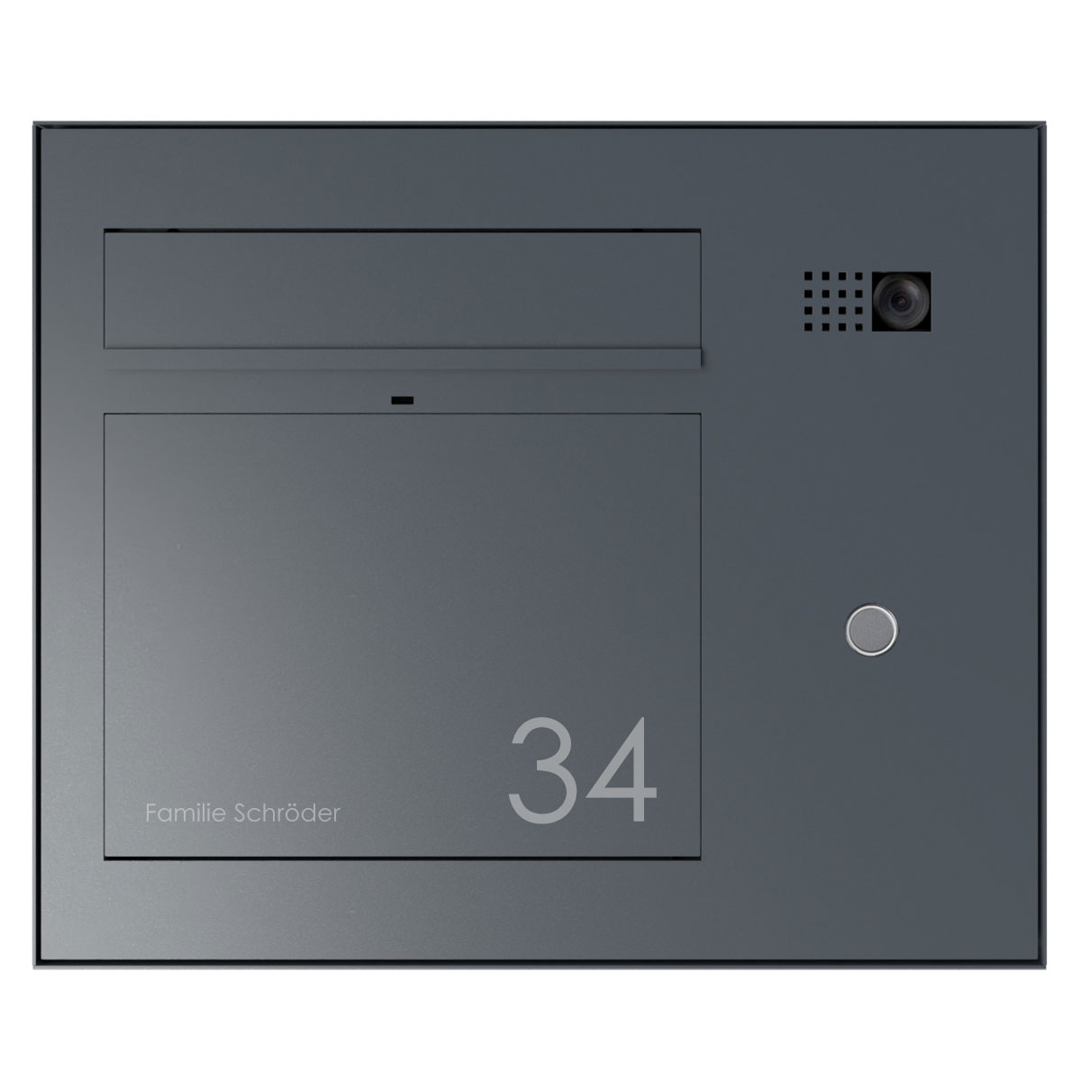 Design Aufputz Briefkasten GRIMM - Farbe nach Wahl mit COMELIT Ultra - VIDEO Set rechts