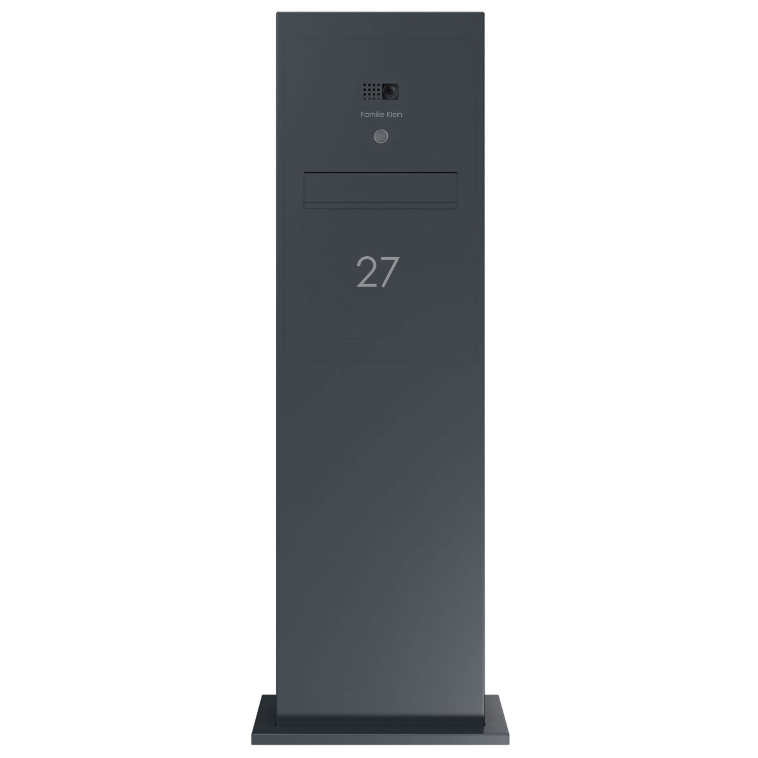 Stèle de boîte aux lettres design GRIMM - retrait au dos - couleur au choix avec COMELIT Ultra - VIDEO Set