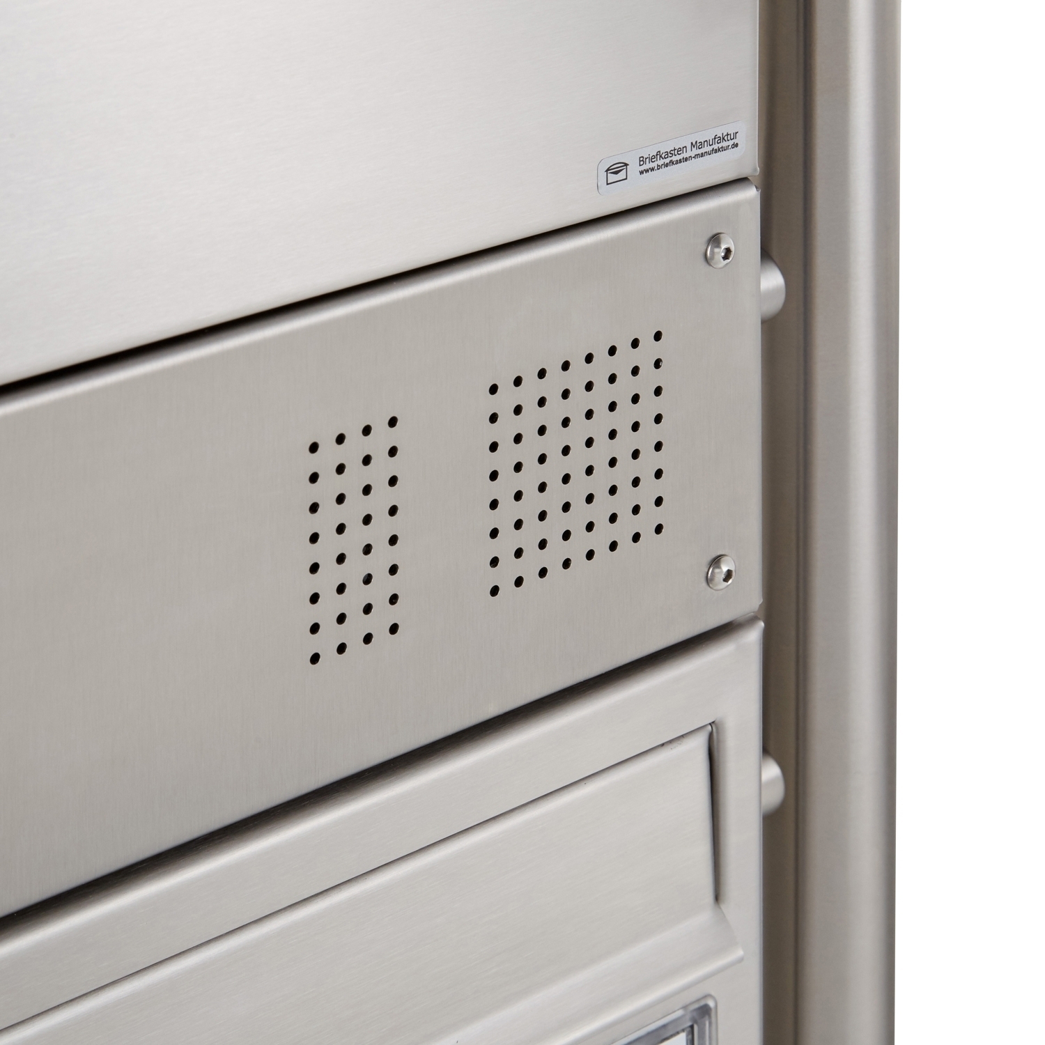 5er 3x2 Standbriefkasten Design BASIC Plus 381X ST-R mit Klingelkasten - Edelstahl V2A geschliffen