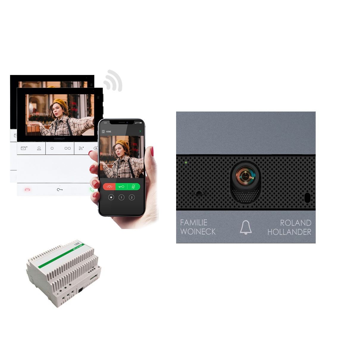 2er Video-Modul Ultra für Hinterbau inkl. Netzteil 1210A & 2x Wohnungsstation LS8741 Wifi - Komplettset - RAL nach Wahl