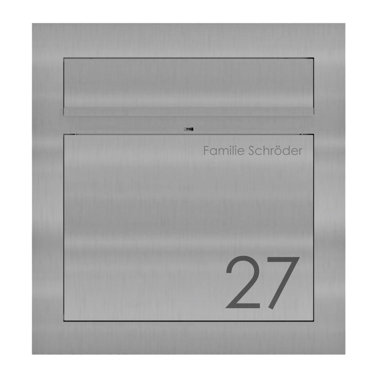 Design Aufputz Briefkasten GRIMM - Edelstahl geschliffen - LOXONE Intercom/Code Touch 1x1 vorbereitet