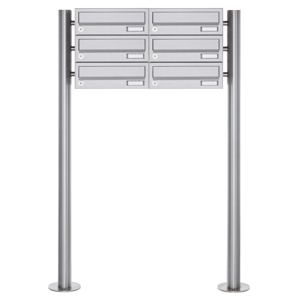 6er 2x3 letterbox system freestanding Design BASIC 385-VA ST-R - Horizontal - Stainless steel V2A, polished