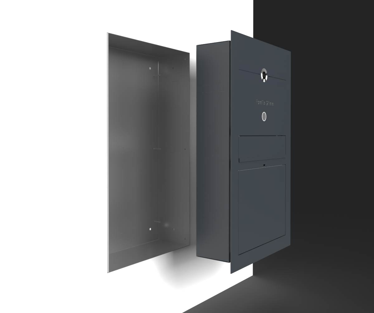 Design Unterputz Briefkasten GRIMM - Farbe nach Wahl - GIRA System 106 - 3-fach vorbereitet