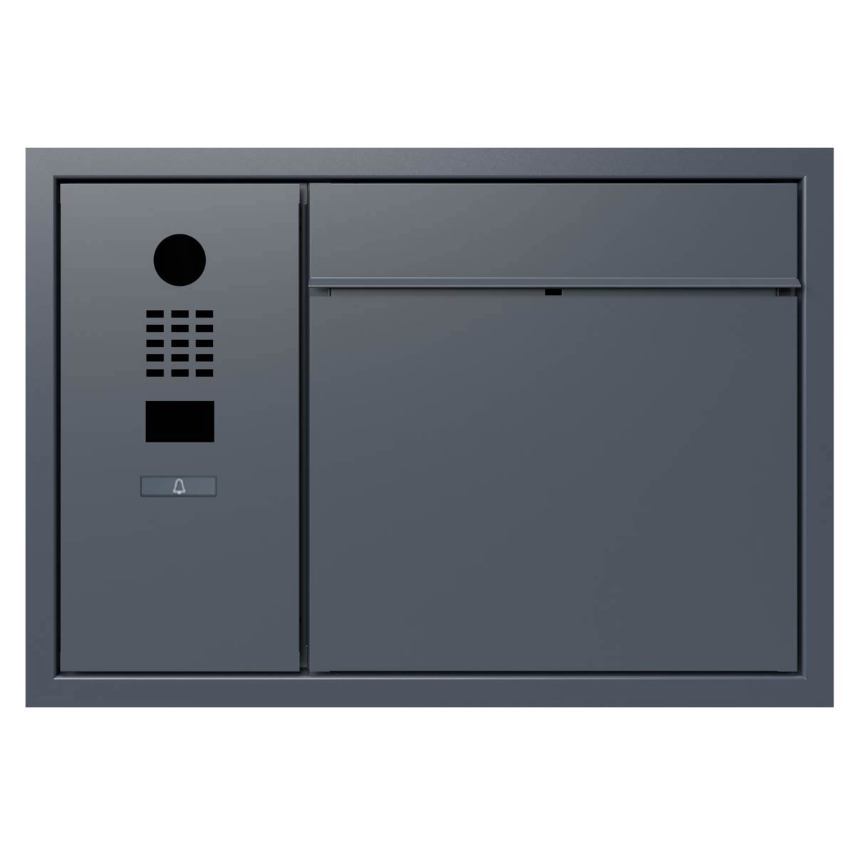 Design flush-mounted letterbox GOETHE UP with DoorBird video intercom - RAL of your choice Design flush-mounted letterbox GOETHE UP with DoorBird video intercom - RAL of your choice