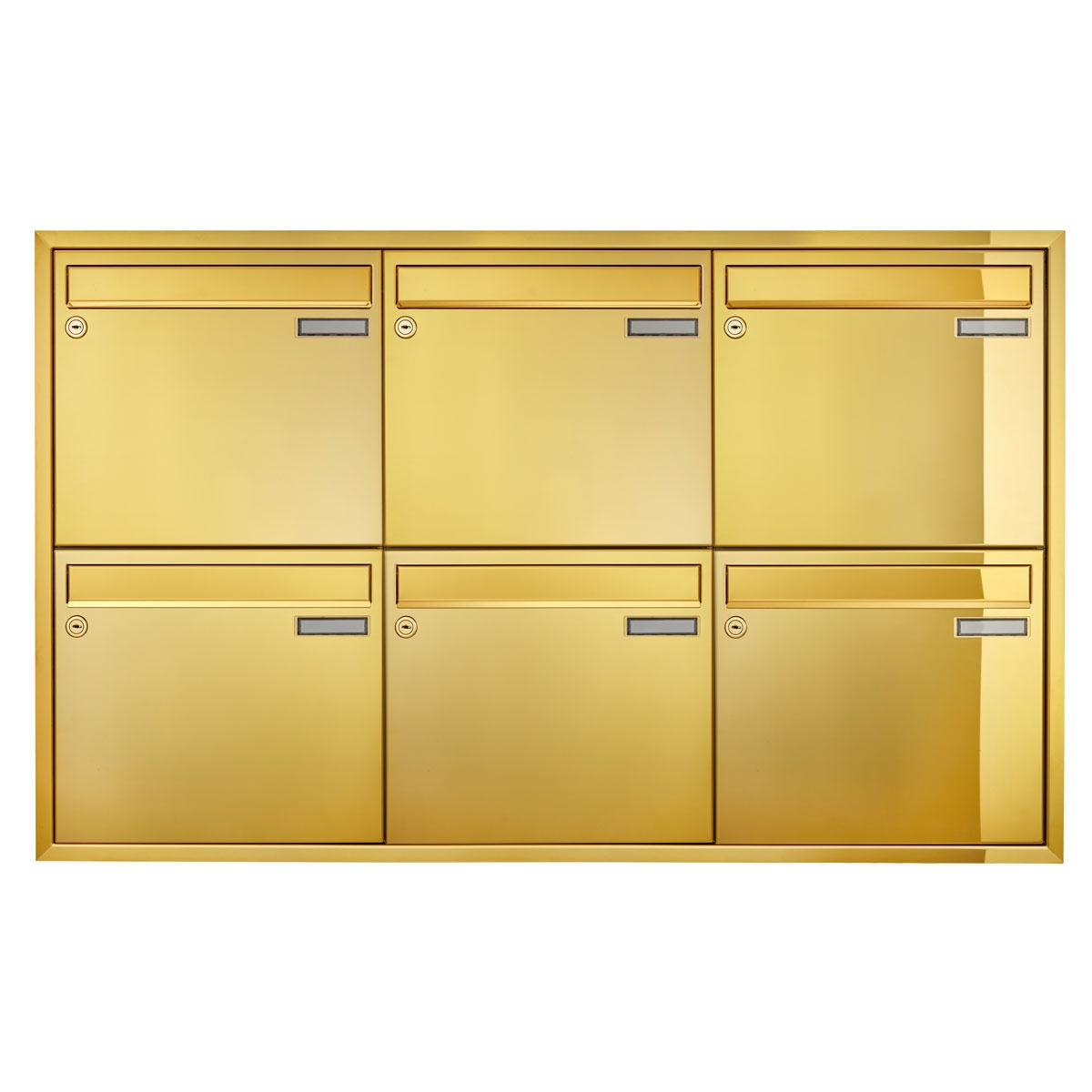 6er 3x2 Unterputz Briefkastenanlage CLASSIC 534C - Titanmessing ähnl. Gold - 6 Partei 6er 3x2 Unterputz Briefkastenanlage CLASSIC 534C - Titanmessing ähnl. Gold - 6 Partei
