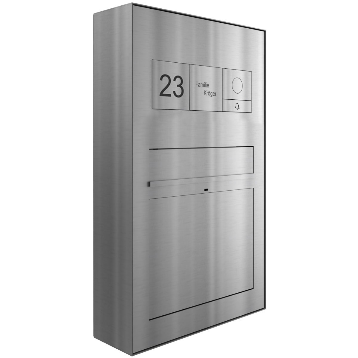 Design surface-mounted letterbox GRIMM - polished stainless steel - GIRA System 106 - intercom system - AUDIO complete set