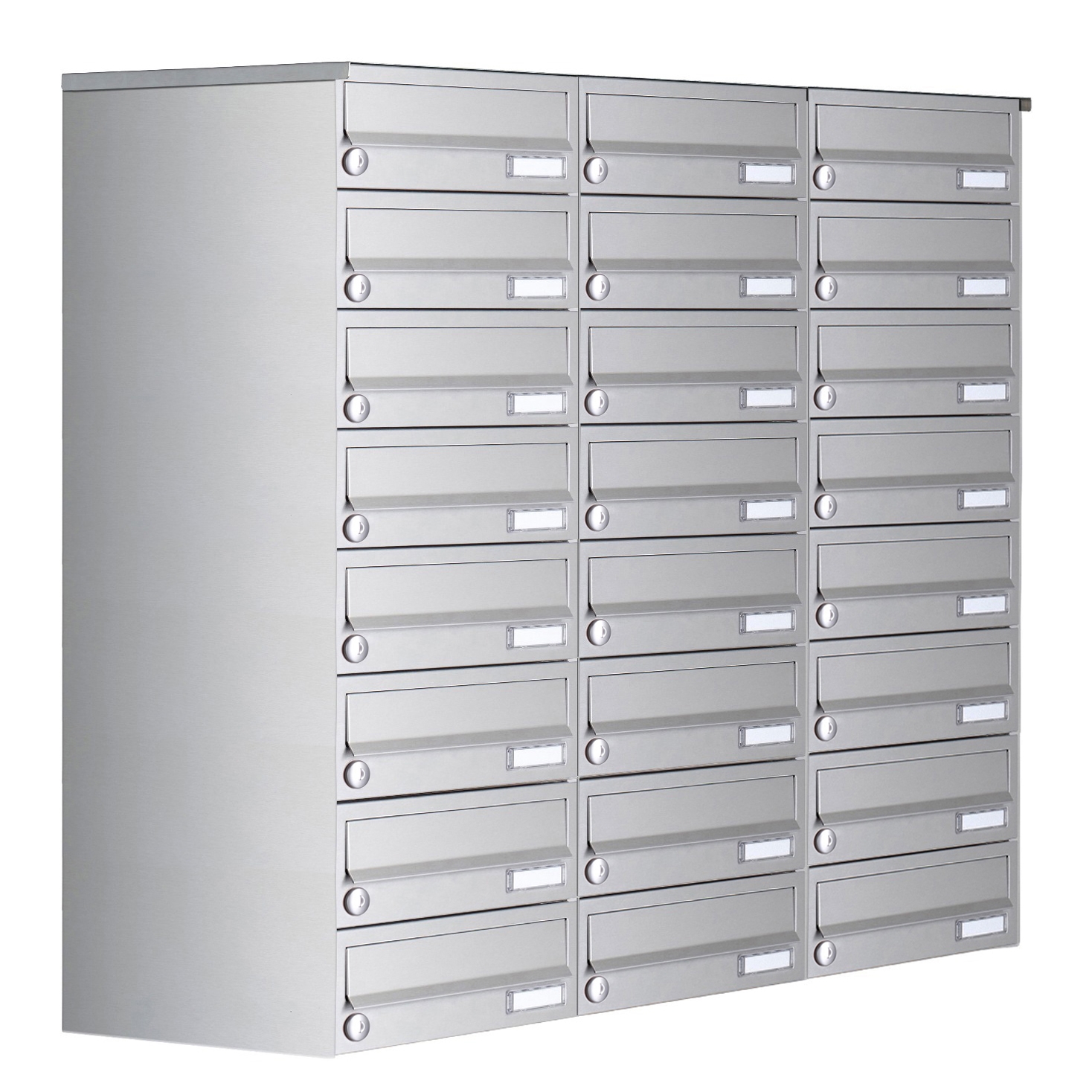 24er 8x3 Aufputz Briefkastenanlage Design BASIC 385A- VA AP - Edelstahl V2A, geschliffen