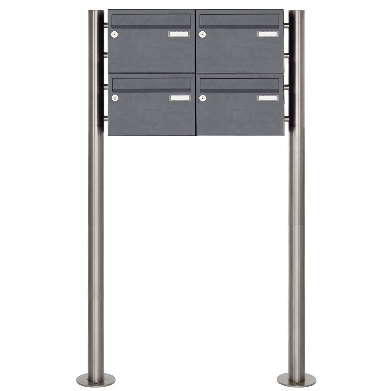 4er 2x2 Briefkastenanlage freistehend Design BASIC 385220 7016 ST-R - RAL 7016 anthrazitgrau
