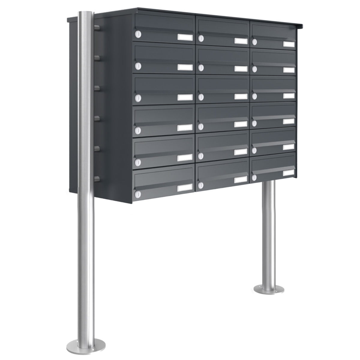 18 letterbox system freestanding Design BASIC 385 ST-R - RAL 7016 anthracite grey