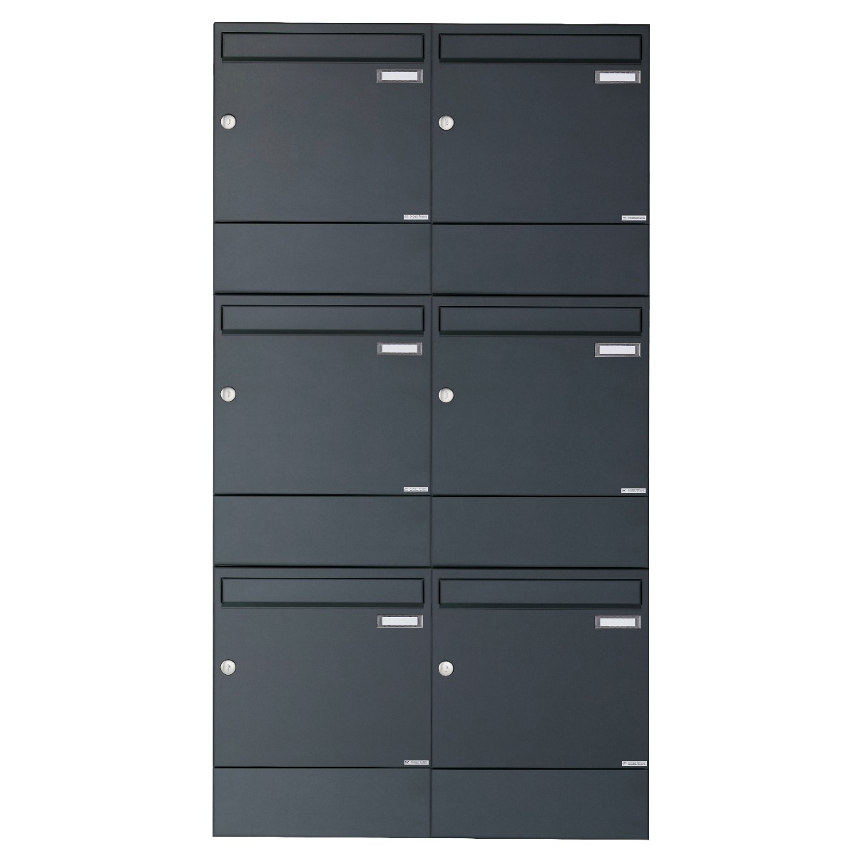 6er 3x2 surface-mounted letterbox BASIC 382A AP with newspaper compartment - RAL 7016 anthracite grey 6er 3x2 surface-mounted letterbox BASIC 382A AP with newspaper compartment - RAL 7016 anthracite grey
