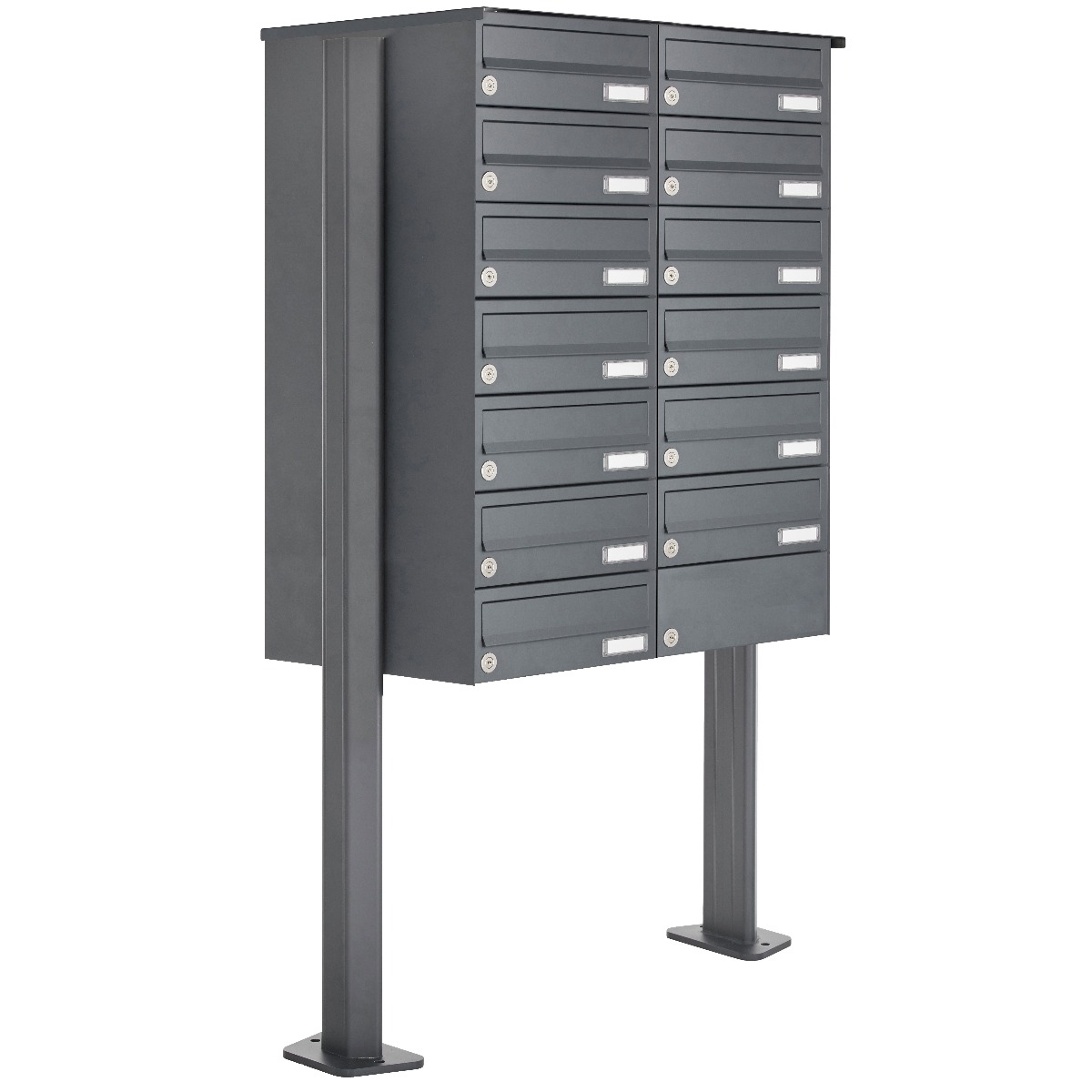 13er 2x7 Edelstahl Briefkastenanlage freistehend Design BASIC Plus 385XP ST-T - RAL nach Wahl 13er 2x7 Edelstahl Briefkastenanlage freistehend Design BASIC Plus 385XP ST-T - RAL nach Wahl