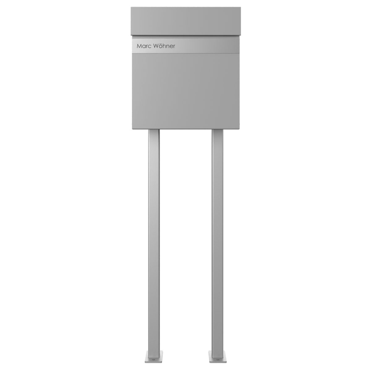 KANT Edition free-standing letterbox with newspaper compartment - Elegance 2 design - RAL 9007 grey aluminium KANT Edition free-standing letterbox with newspaper compartment - Elegance 2 design - RAL 9007 grey aluminium