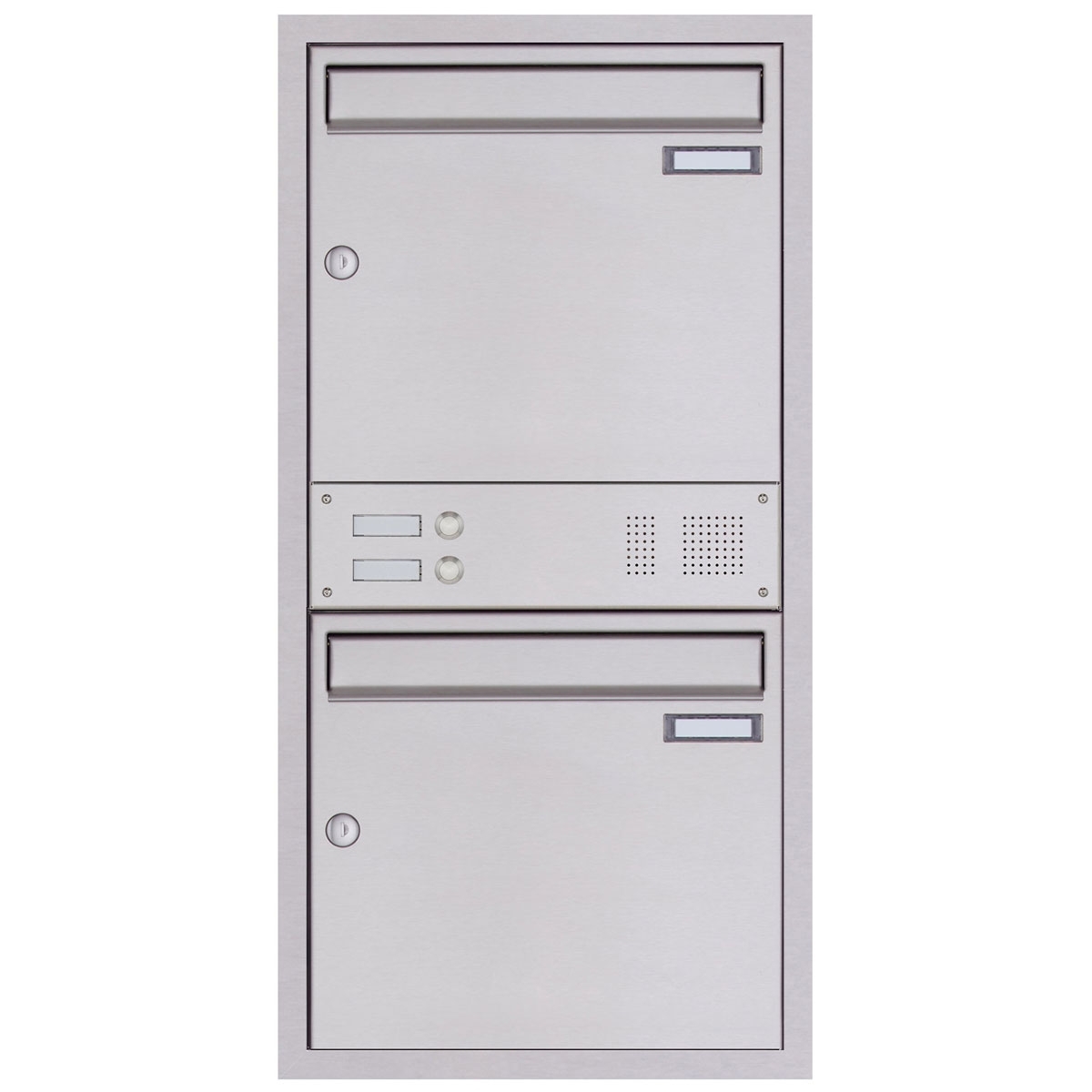 2er 1x2 Edelstahl Unterputzbriefkasten BASIC Plus 382XU UP mit Klingelkasten