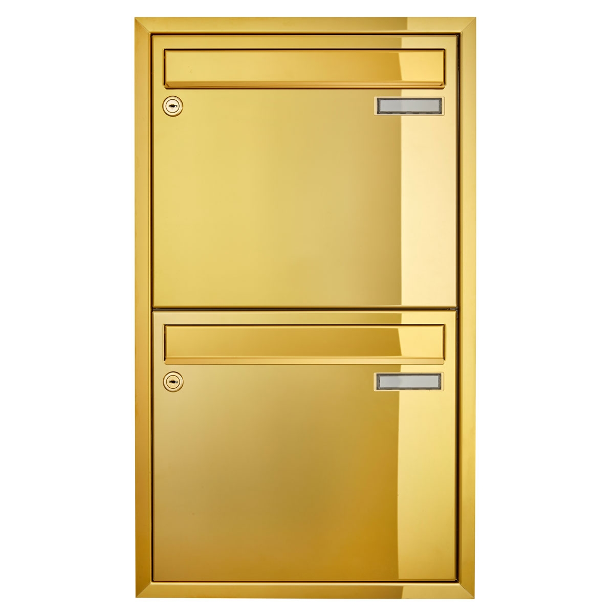 2er 1x2 Unterputz Briefkastenanlage CLASSIC 534C - Titanmessing ähnl. Gold - 2 Partei