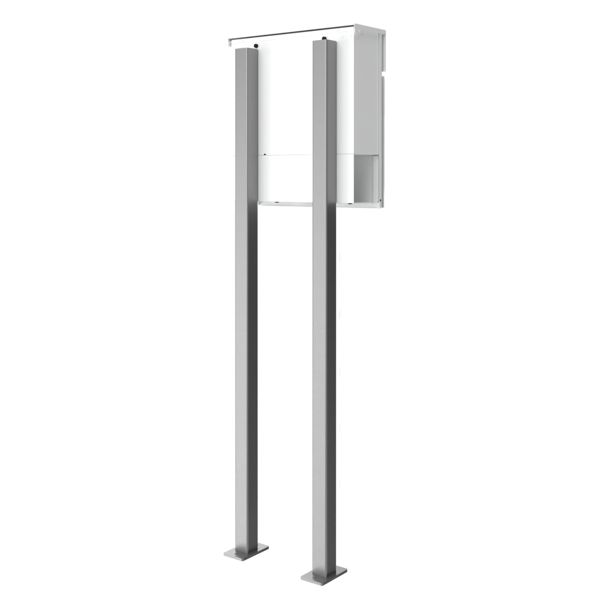 Staande brievenbus KANT Edition met krantenvak - design 3 - RAL 9016 verkeerswit