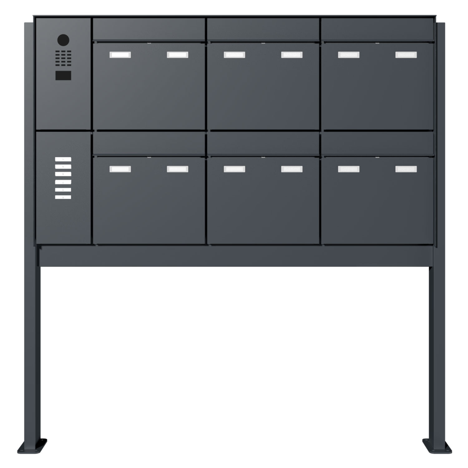 6-piece design floor-standing letterbox GOETHE ST-Q left side with DoorBird video intercom - RAL of your choice