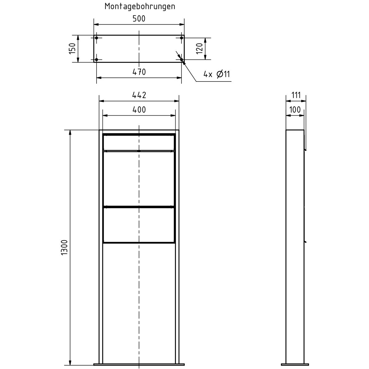 Design free-standing letterbox GOETHE LIB with newspaper compartment - LED design element - RAL of your choice Design free-standing letterbox GOETHE LIB with newspaper compartment - LED design element - RAL of your choice